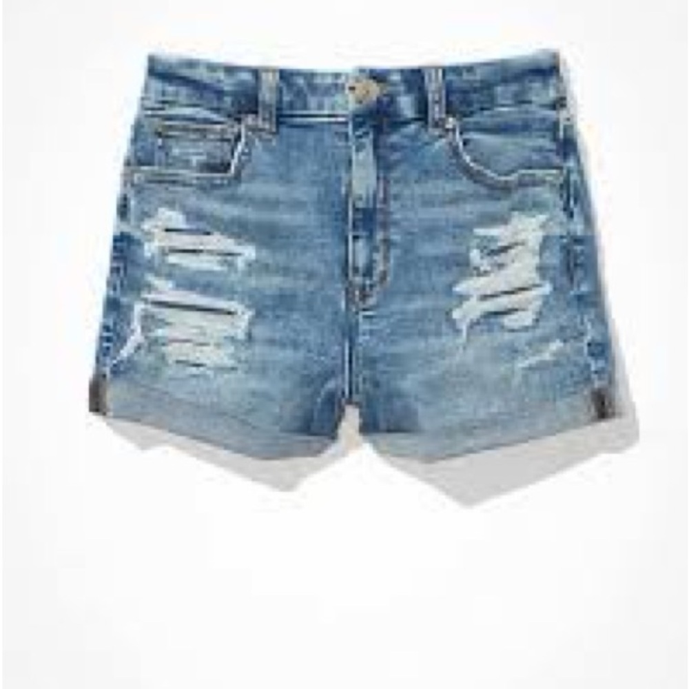 American Eagle Outfitters Light Blue Distressed Denim Shorts